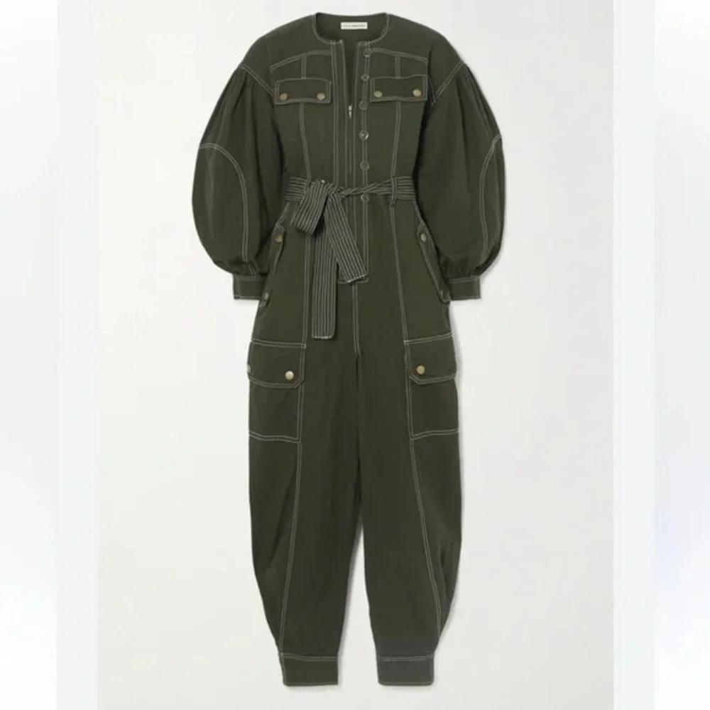 Ulla Johnson Dark Green Utility Jumpsuit with Belted Waist - Picture 14 of 14